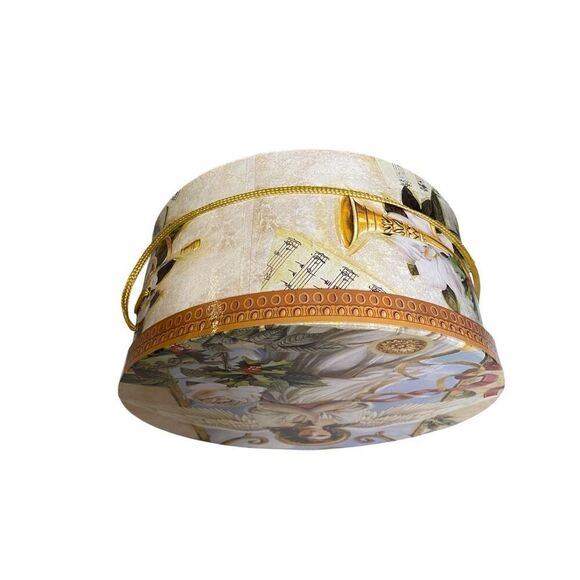 Vintage Christmas Angel Victorian Style Round Gift Hat Box Holiday Decor Xmas - Picture 9 of 10